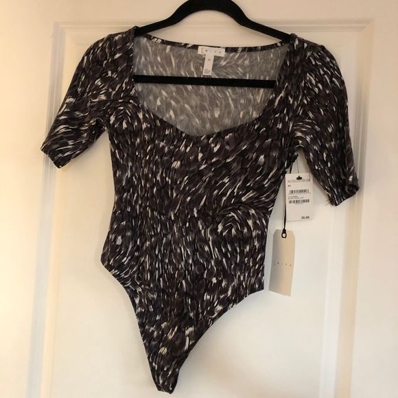 Leith Black Swirl Cat Bodysuit NWT - Picture 1 of 7